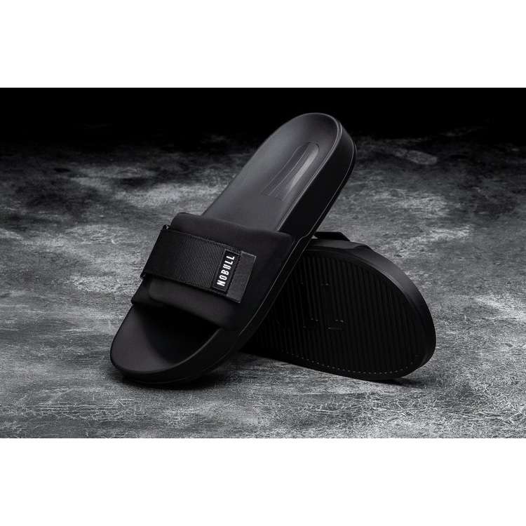 Chanclas Nobull Black Adjustable Chanclas Hombre Negros | MX-44499