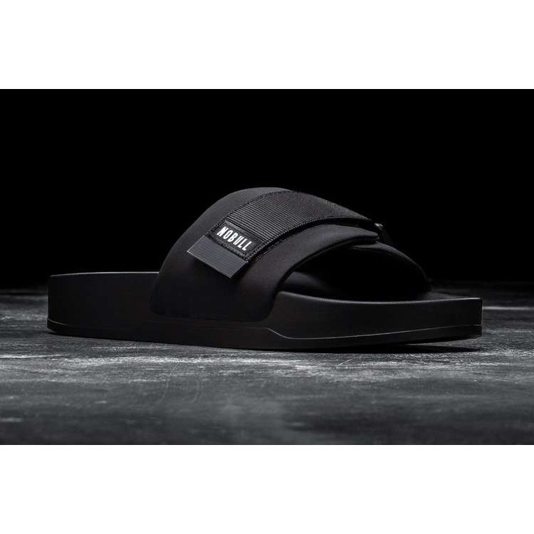 Chanclas Nobull Black Adjustable Chanclas Hombre Negros | MX-44499