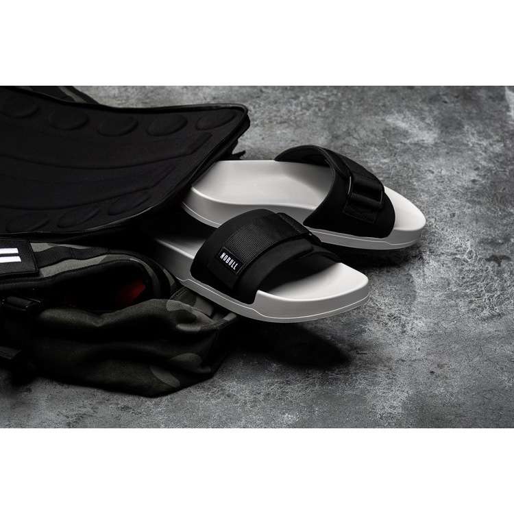 Chanclas Nobull Black Ivory Adjustable Chanclas Hombre Negros Blancos | MX-79710