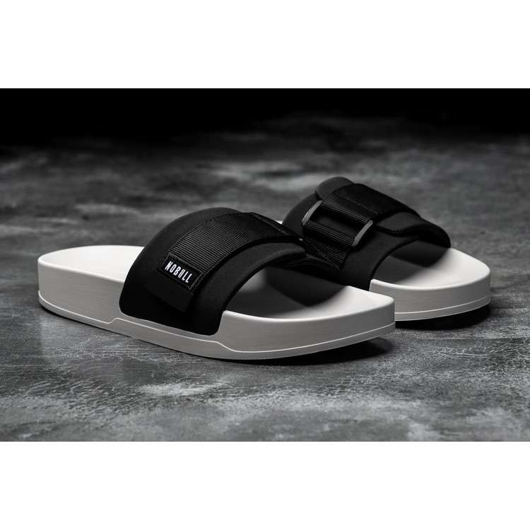 Chanclas Nobull Black Ivory Adjustable Chanclas Hombre Negros Blancos | MX-79710