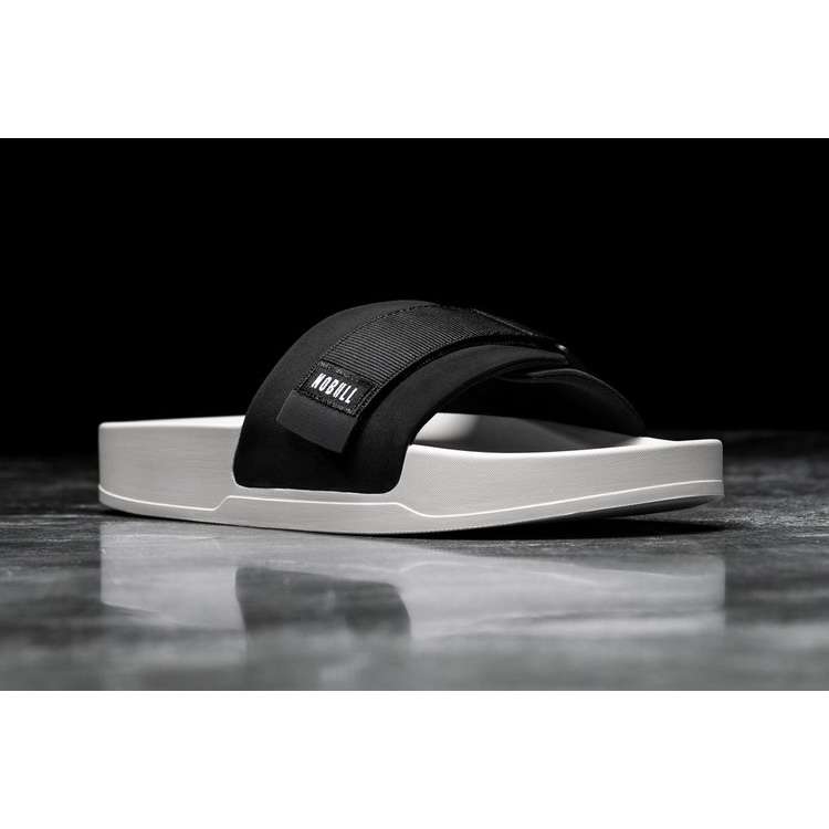 Chanclas Nobull Black Ivory Adjustable Chanclas Hombre Negros Blancos | MX-79710