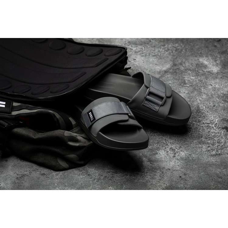 Chanclas Nobull Dark Grey Adjustable Chanclas Hombre Negros | MX-23178