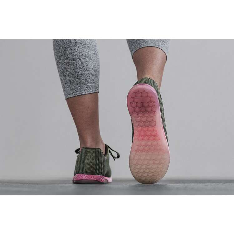 Tenis Deportivos Nobull Army Pink Gradient Trainer Mujer Verde Oliva Rosas | MX-73668