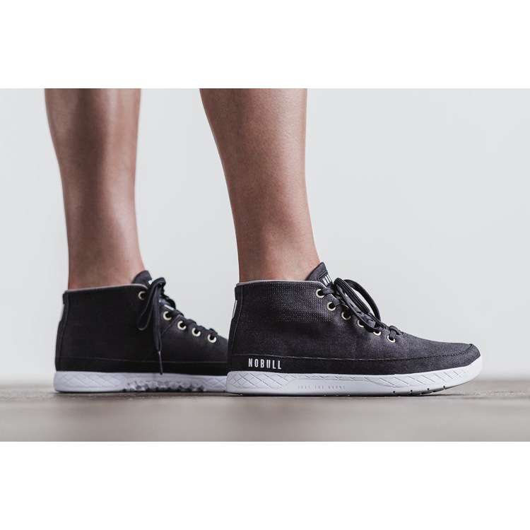 Tenis Deportivos Nobull Black Denim Lona Mid Trainer Mujer Negros | MX-50012