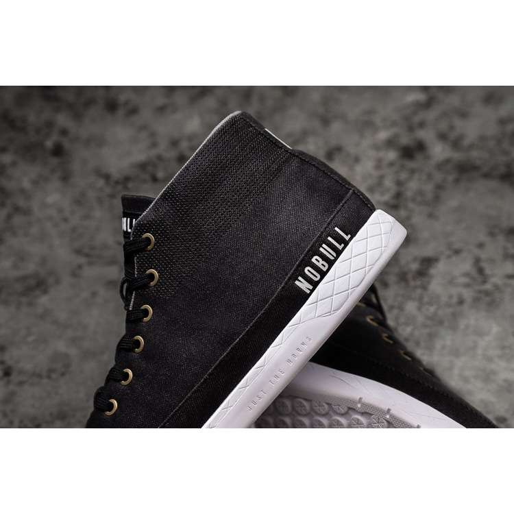 Tenis Deportivos Nobull Black Denim Lona Mid Trainer Mujer Negros | MX-50012