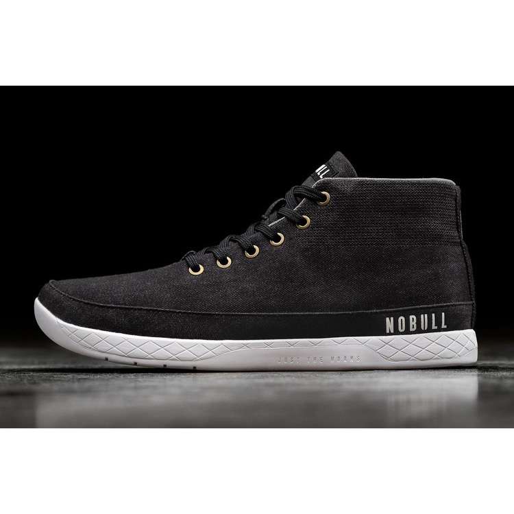 Tenis Deportivos Nobull Black Denim Lona Mid Trainer Mujer Negros | MX-50012