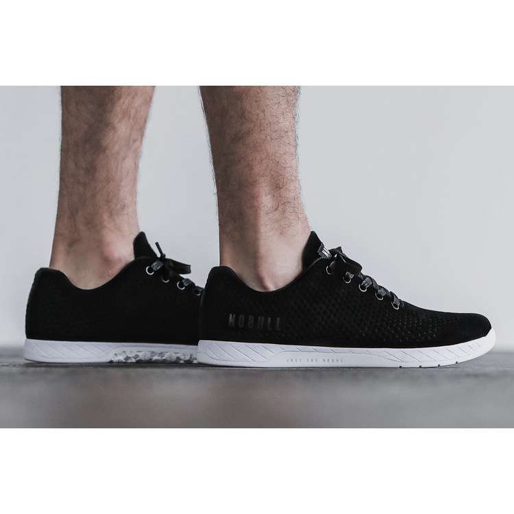 Tenis Deportivos Nobull Black White Gamuza Trainer Hombre Negros | MX-46798