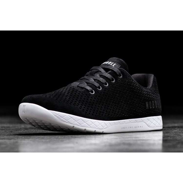 Tenis Deportivos Nobull Black White Gamuza Trainer Hombre Negros | MX-46798