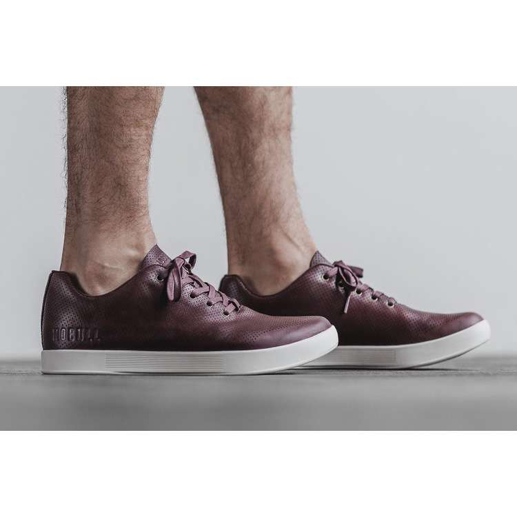 Tenis Deportivos Nobull Burgundy Cuero Trainer Hombre Vino | MX-54928