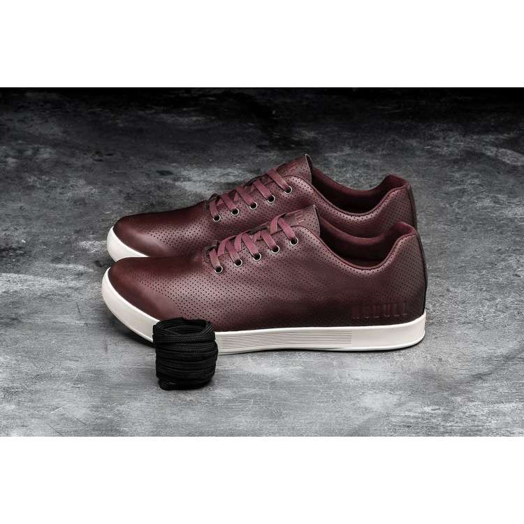 Tenis Deportivos Nobull Burgundy Cuero Trainer Hombre Vino | MX-54928