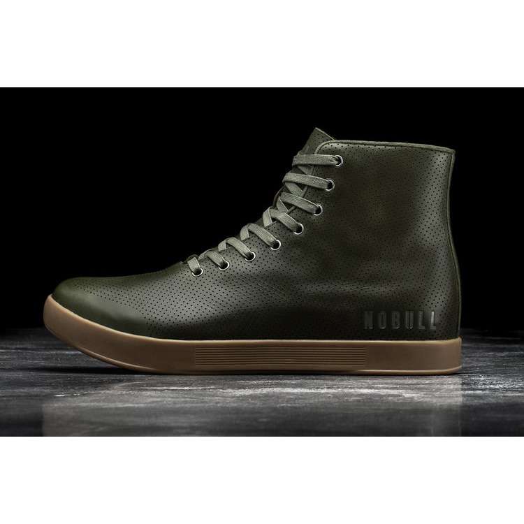 Tenis Deportivos Nobull High-top Army Cuero Trainer Hombre Verde Oliva | MX-75494