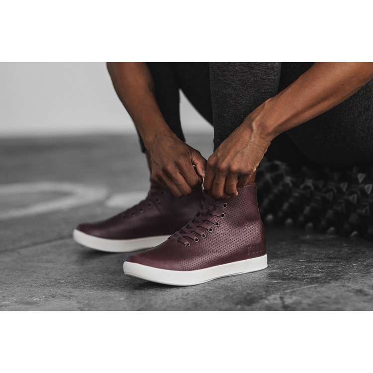 Tenis Deportivos Nobull High-top Burgundy Cuero Trainer Mujer Vino | MX-14086