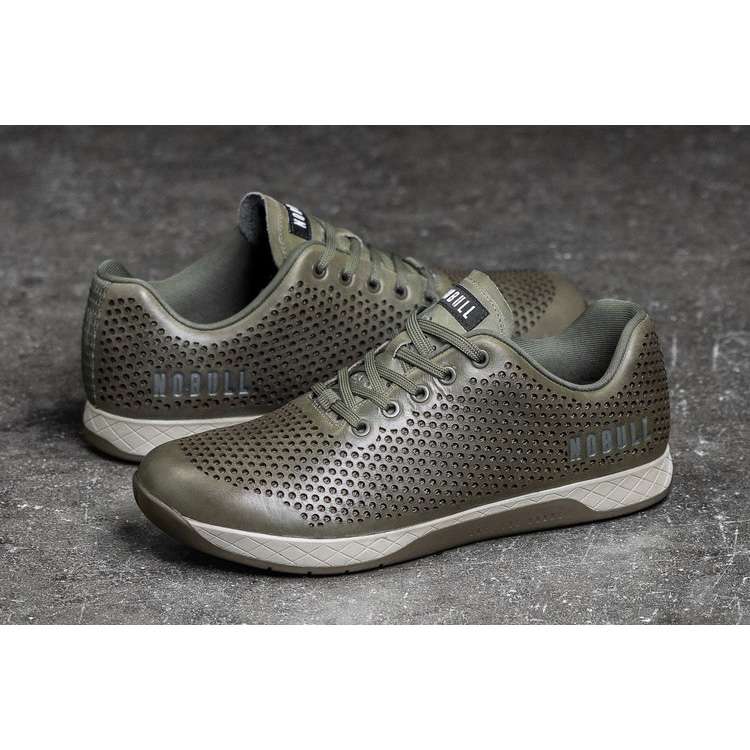 Tenis Deportivos Nobull Moss Cuero Trainer Hombre Verdes | MX-58927