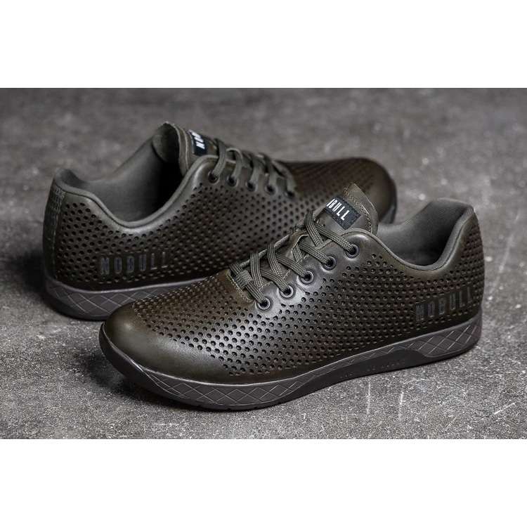 Tenis Deportivos Nobull Olive Cuero Trainer Hombre Negros | MX-75956