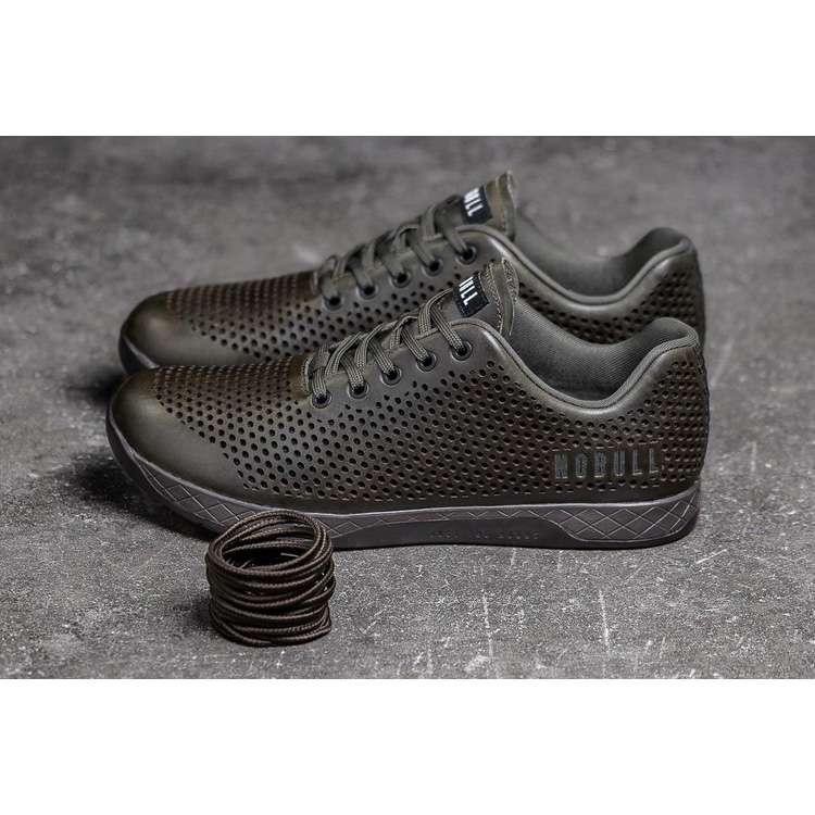 Tenis Deportivos Nobull Olive Cuero Trainer Mujer Negros | MX-77851