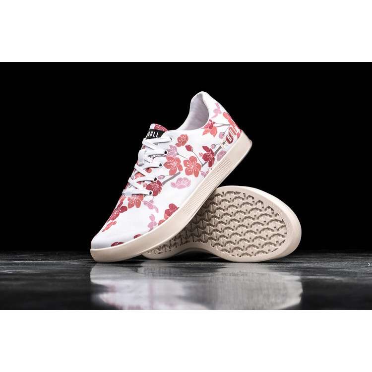 Tenis Deportivos Nobull White Cherry Blossom Lona Trainer Hombre Blancos Rosas | MX-42958