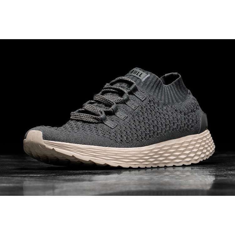 Tenis Para Correr Nobull Dark Grey Ivory Knit Runner Mujer Negros | MX-68672