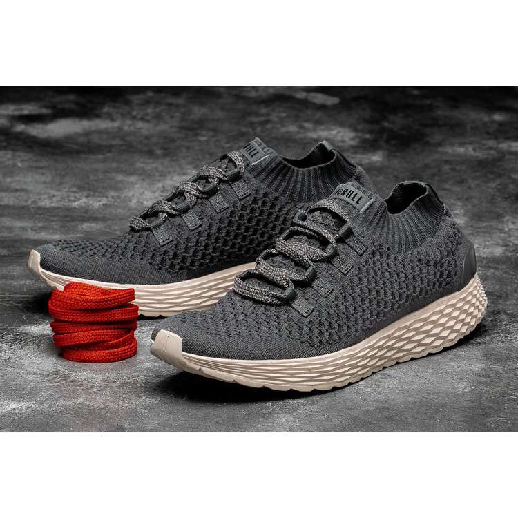 Tenis Para Correr Nobull Dark Grey Ivory Knit Runner Mujer Negros | MX-68672