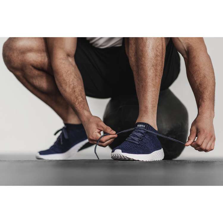Tenis Para Correr Nobull Midnight Knit Runner Hombre Azul Marino Blancos | MX-75863