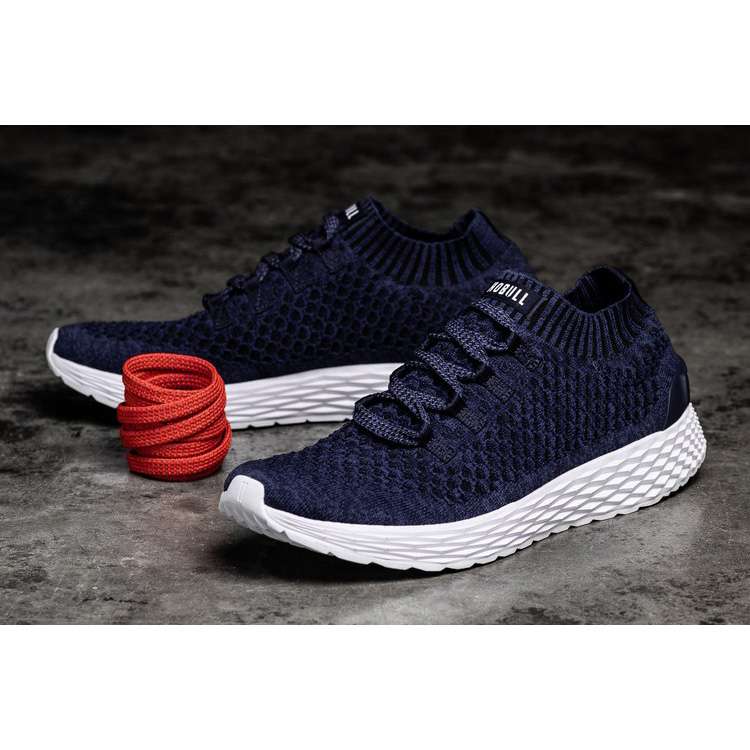 Tenis Para Correr Nobull Midnight Knit Runner Hombre Azul Marino Blancos | MX-75863