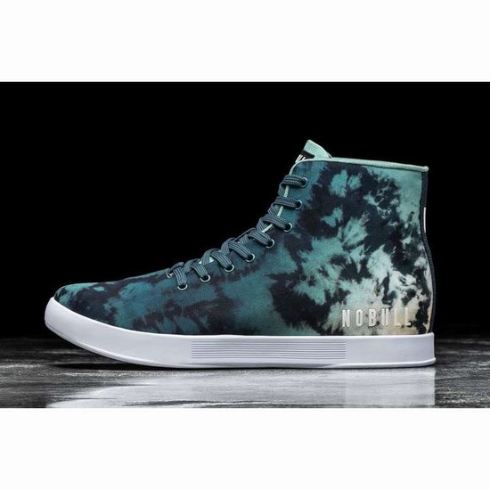 Tenis Deportivos Nobull High-top Teal Tie-dye Lona Trainer Hombre Turquesa Negros | MX-73594