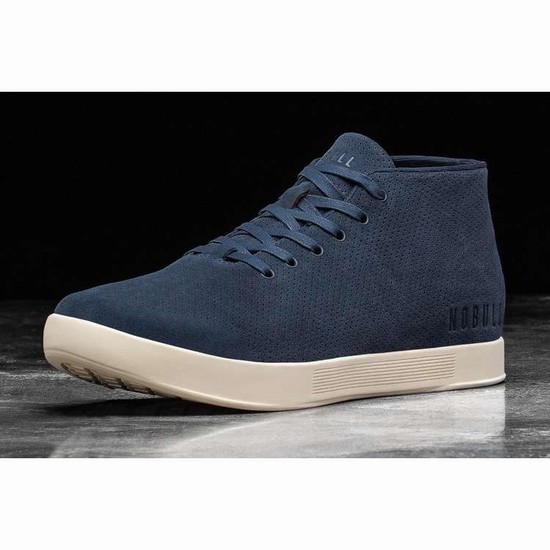 Tenis Deportivos Nobull Navy Ivory Gamuza Mid Trainer Hombre Azul Marino | MX-38039