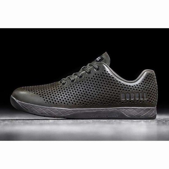 Tenis Deportivos Nobull Olive Cuero Trainer Hombre Negros | MX-75956