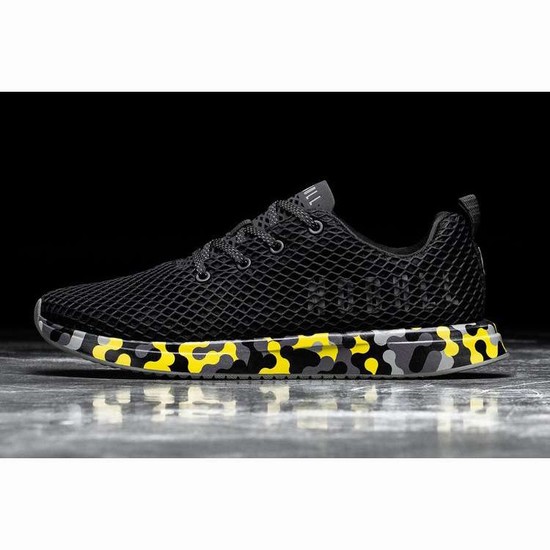 Tenis Para Correr Nobull Black Radial Mesh Runner Mujer Negros Amarillos | MX-63709