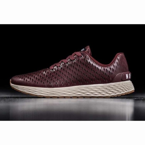 Tenis Para Correr Nobull Burgundy Cuero Runner Mujer Vino | MX-85440