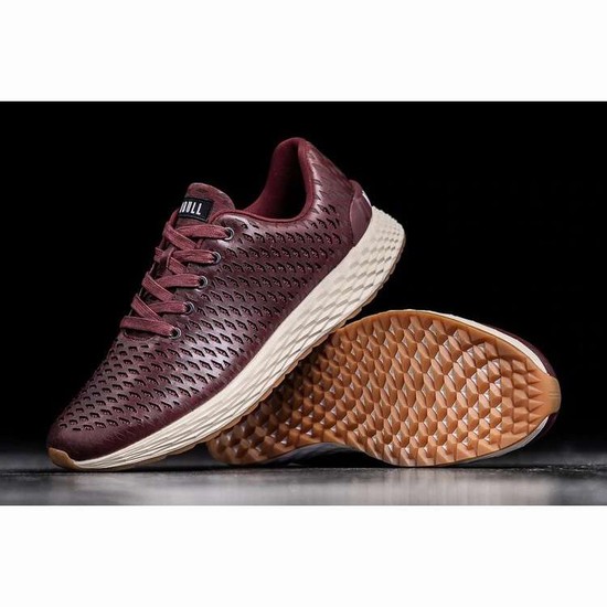Tenis Para Correr Nobull Burgundy Cuero Runner Hombre Vino | MX-91897