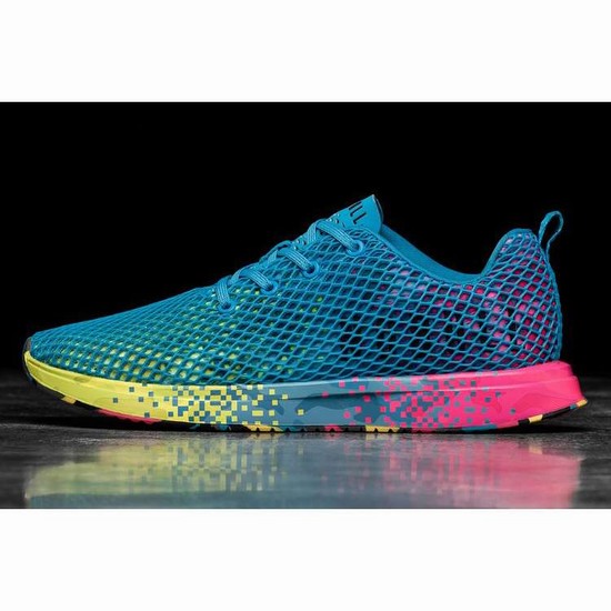 Tenis Para Correr Nobull Neon Blue Glitch Mesh Runner Hombre Azules Multicolor | MX-14798