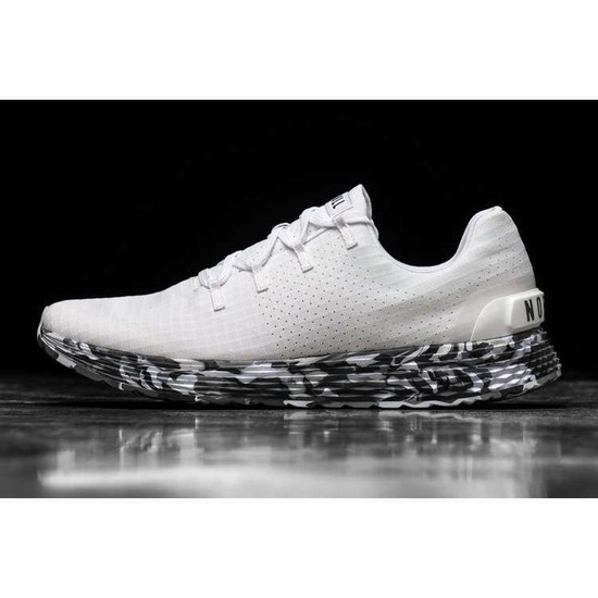 Tenis Para Correr Nobull White Wild Granite Ripstop Runner Hombre Blancos Negros | MX-52904